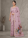 Lavender Cotton Blend Woven Saree