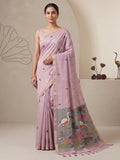 Lavender Cotton Blend Woven Saree