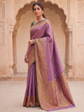 Lavender Woven Design Art Silk Kanjivaram Saree