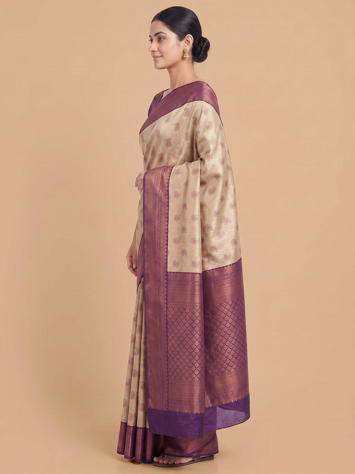 Off-White Woven Design Art Silk Saree