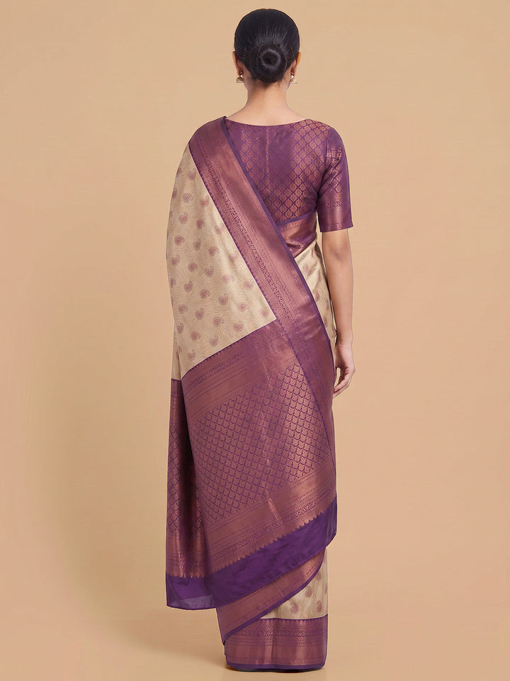 Off-White Woven Design Art Silk Saree