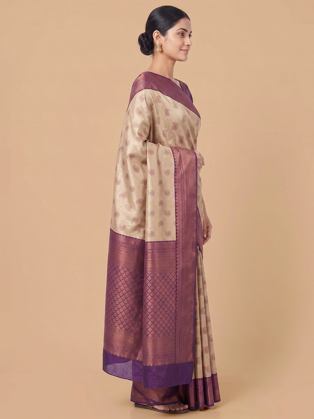 Off-White Woven Design Art Silk Saree