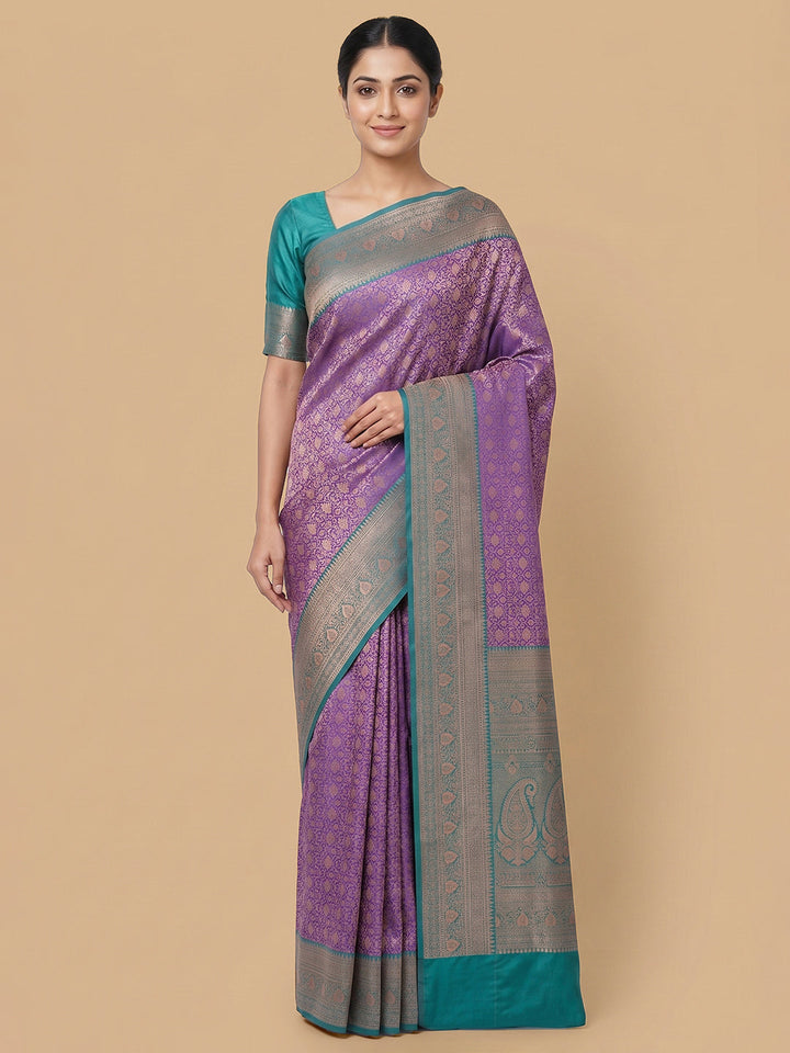 Lavender Woven Design Art Silk Saree