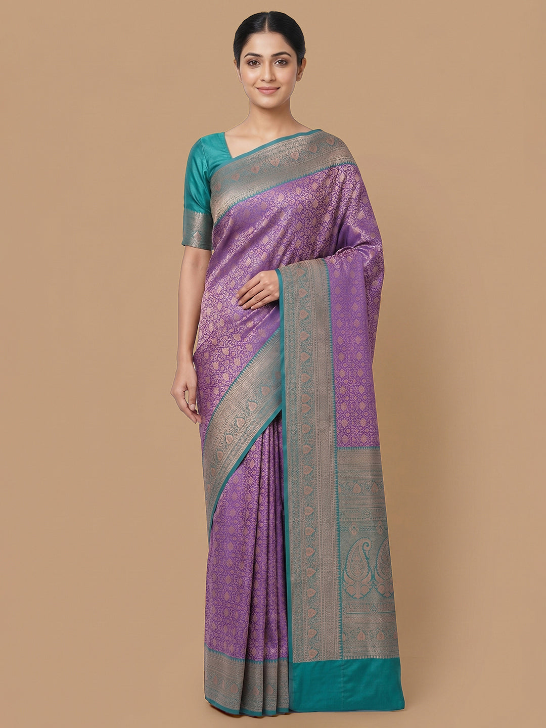 Lavender Woven Design Art Silk Saree