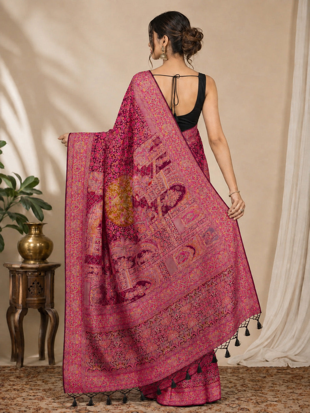 Rani Printed Art Silk Saree