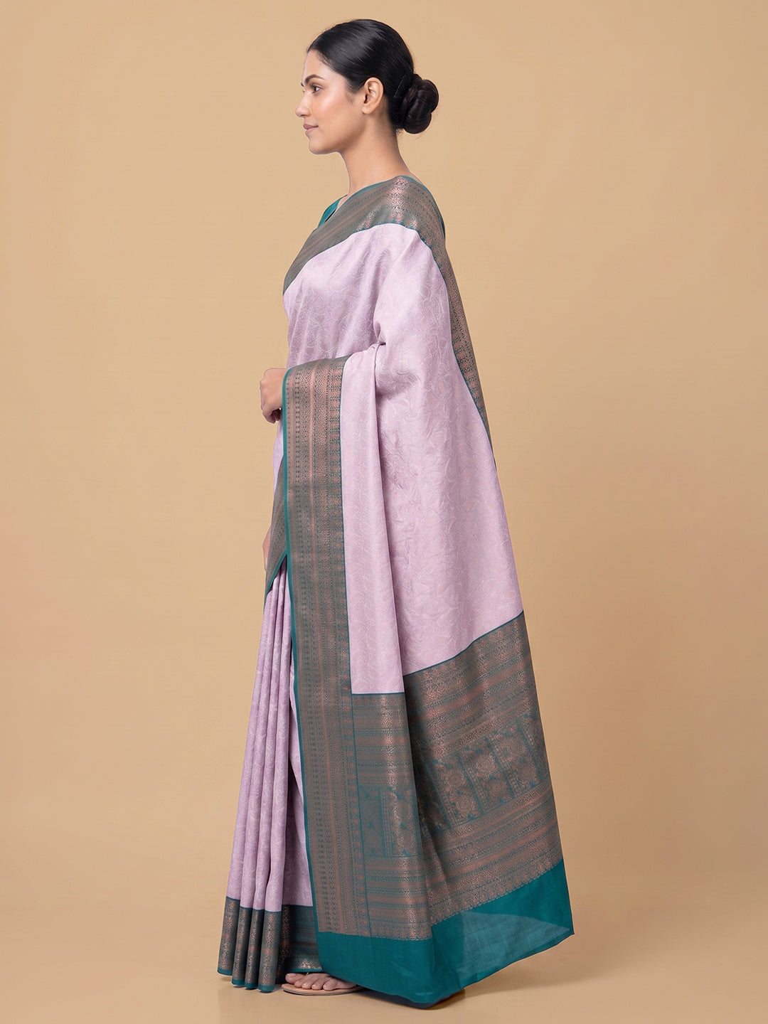 Pink-Lt Woven Design Art Silk Saree