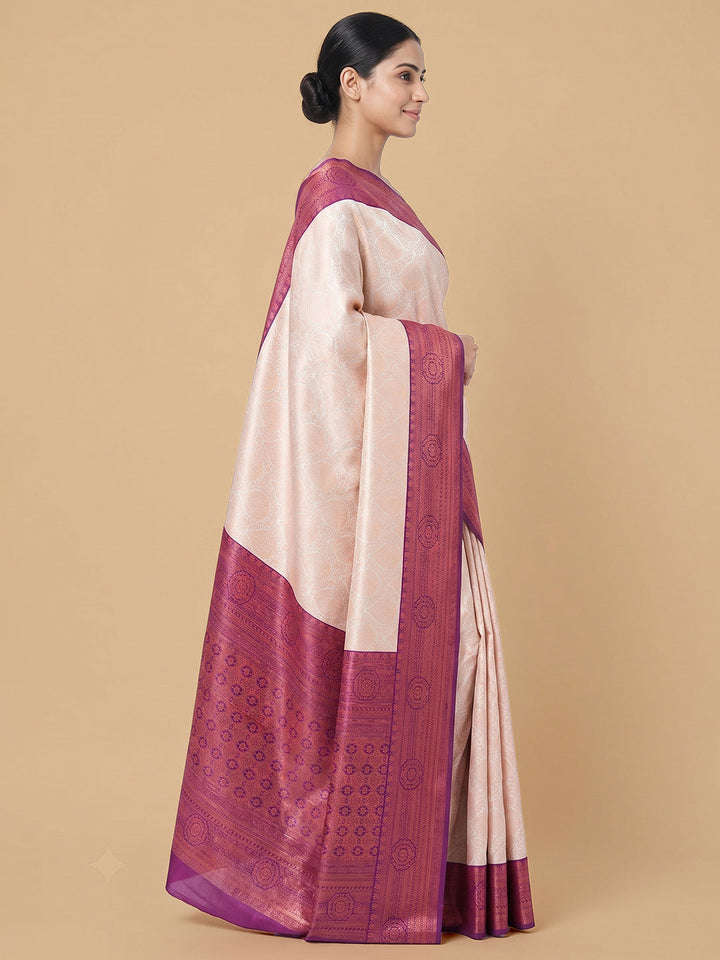 Off-White Woven Design Art Silk Saree