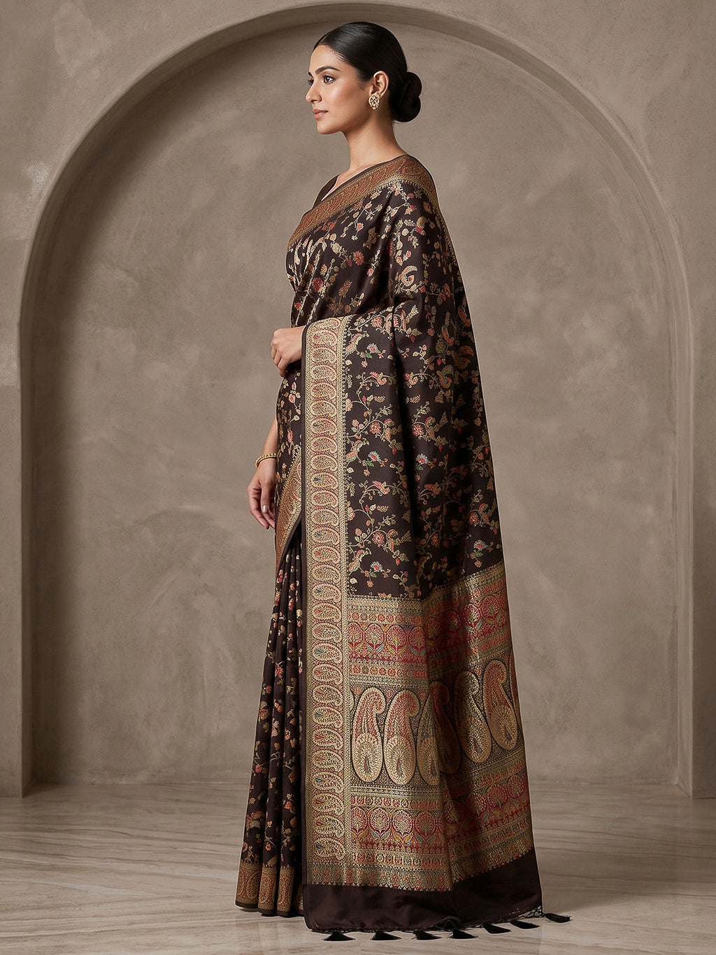 Black Art Silk Printed Saree