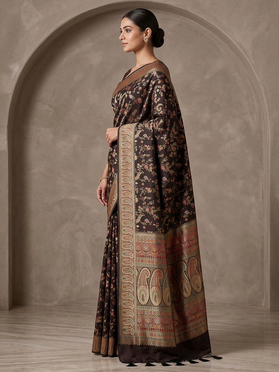 Black Art Silk Printed Saree