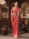 Peach Woven Design Art Silk Saree
