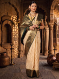 Off White Green Woven Design Balaton Saree