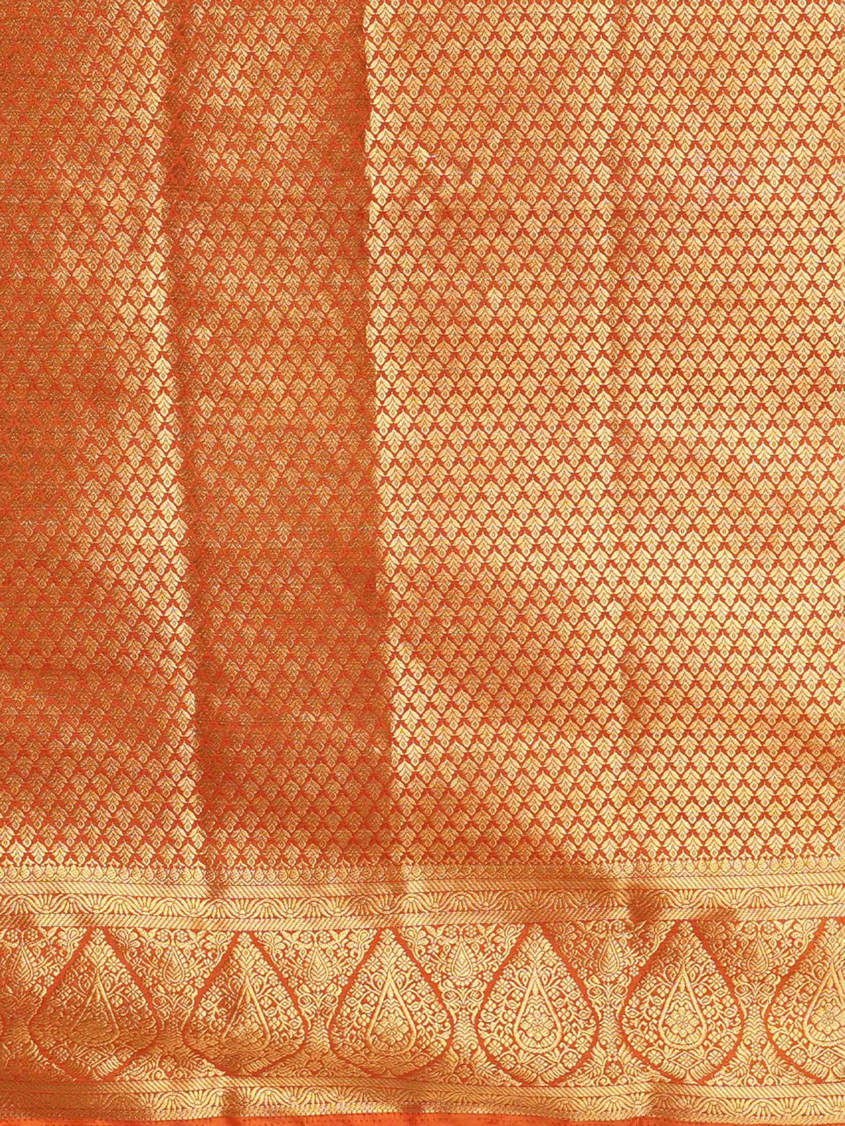 Off White Orange Woven Design Balaton Saree
