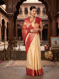 Off White Rani Woven Design Balaton Saree