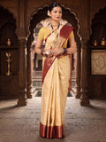 Off White Red Woven Design Balaton Saree