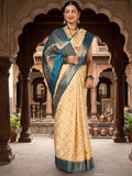 Off White Blue Woven Design Balaton Saree