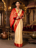Off White Red Woven Design Balaton Saree
