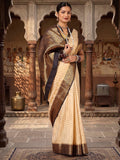 Off White Black Woven Design Balaton Saree