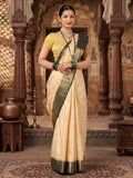 Off White Green Woven Design Balaton Saree