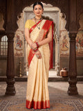 Off White Red Woven Design Balaton Saree