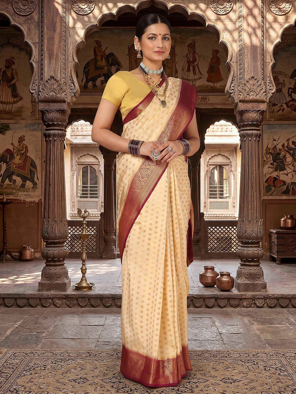 Off White Woven Design Balaton Saree