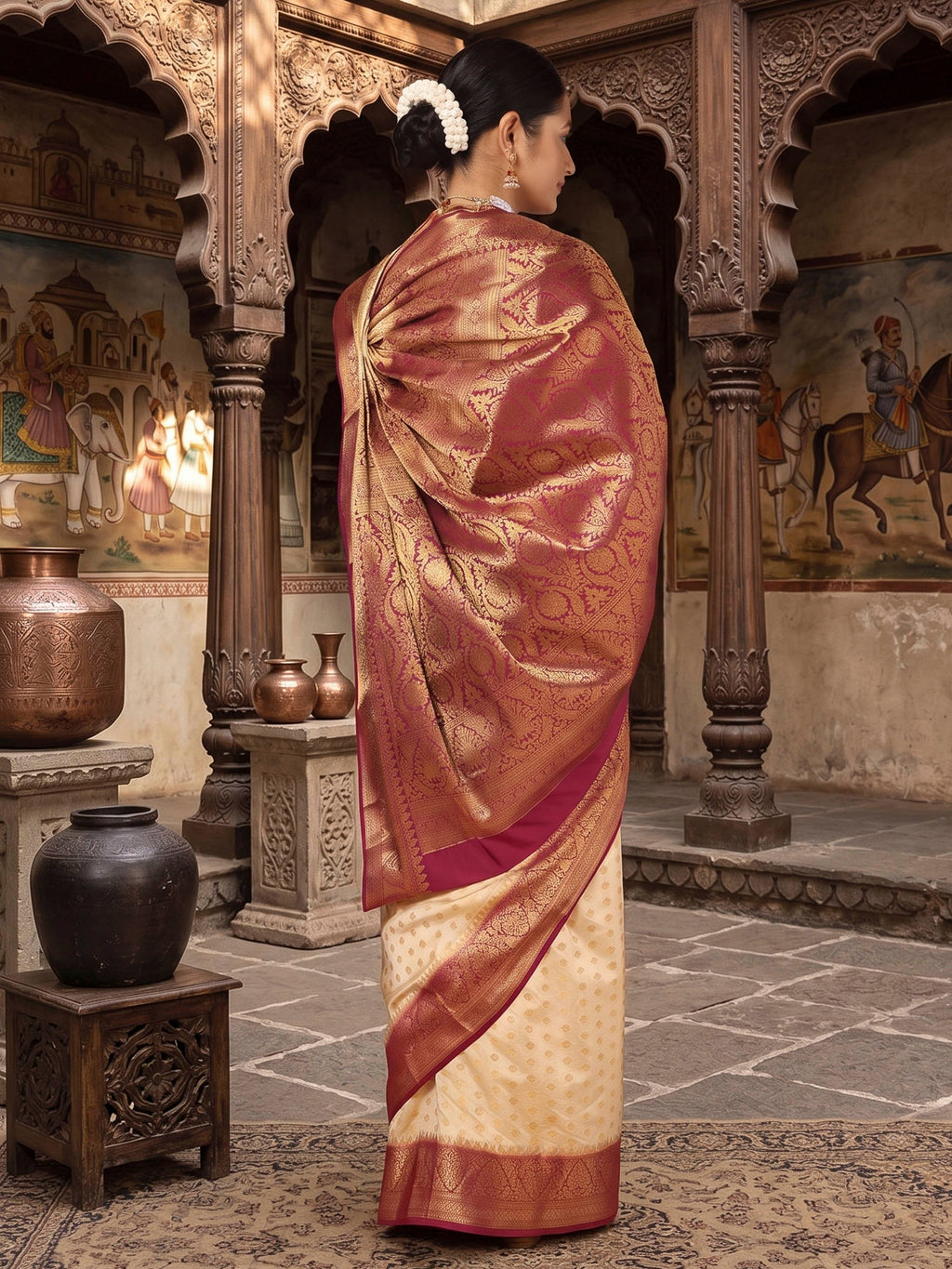 Off White Woven Design Balaton Saree