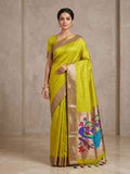 Olive Green Tussar Woven Saree