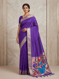 Purple Tussar Woven Saree