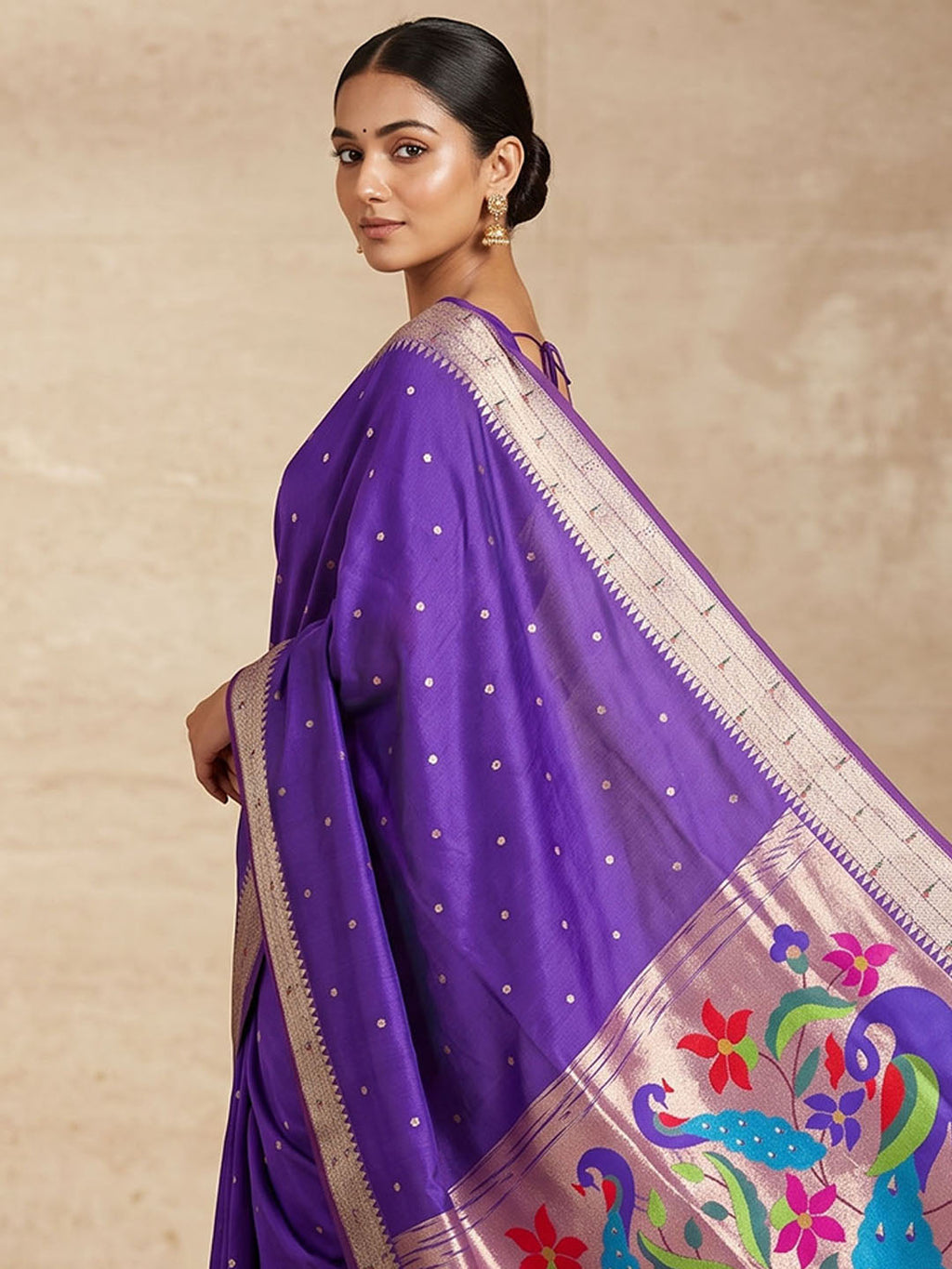 Purple Tussar Woven Saree
