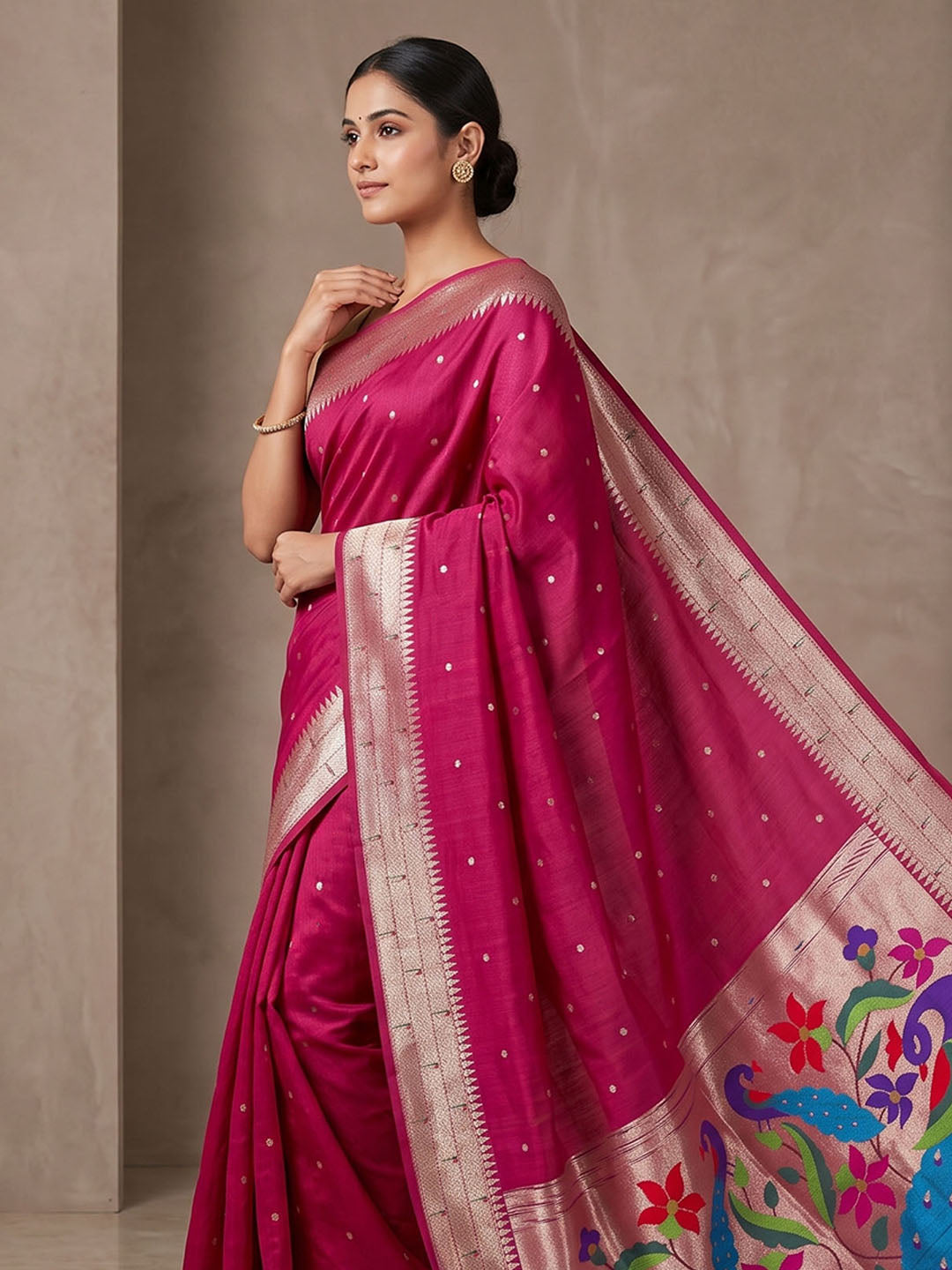 Rani Tussar Woven Saree