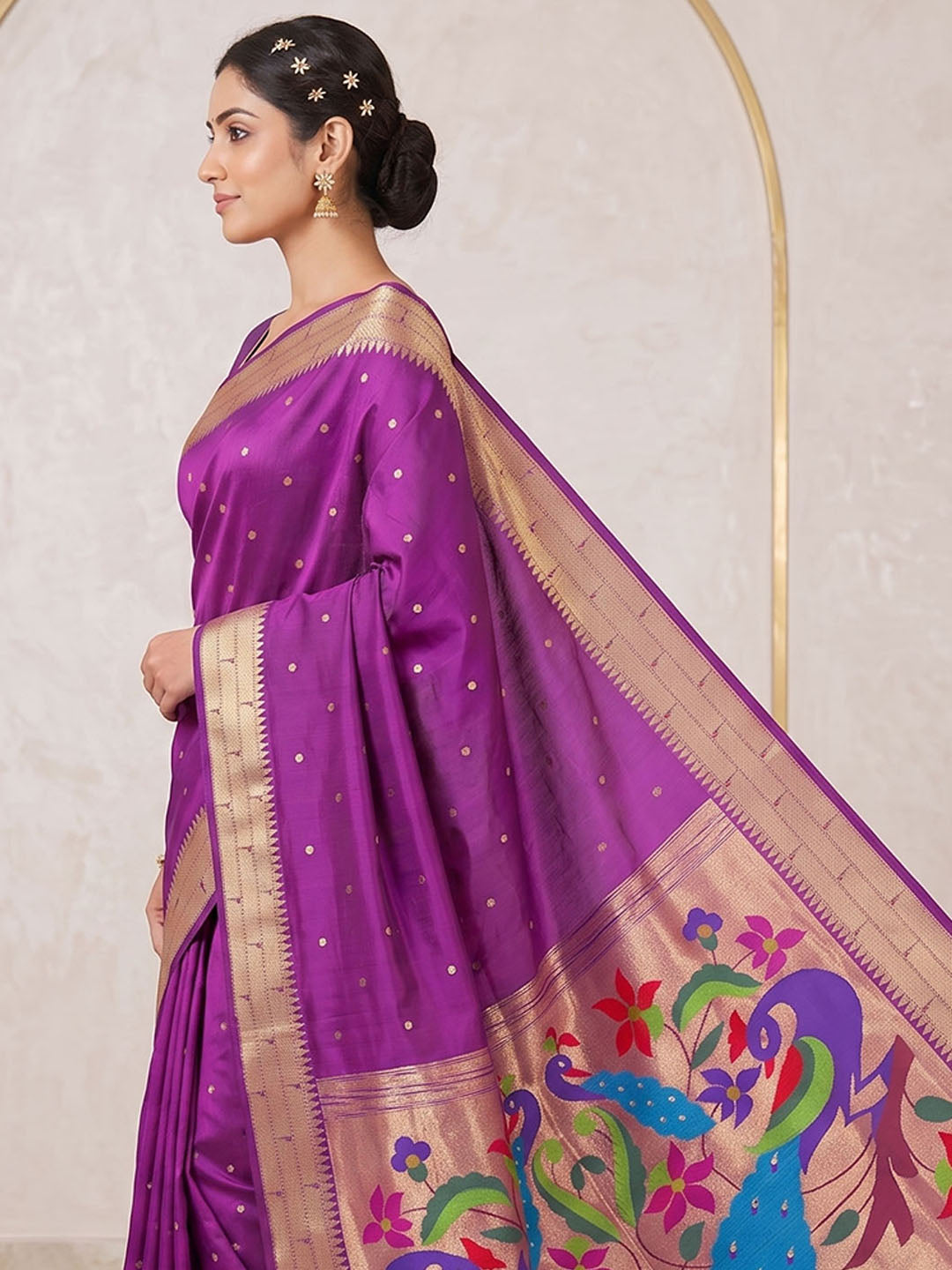Wine Tussar Woven Saree