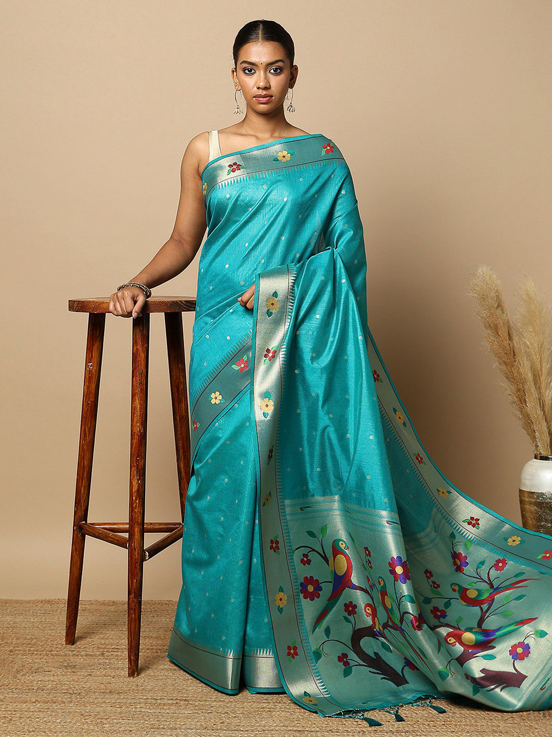 Blue Tissue Woven Saree