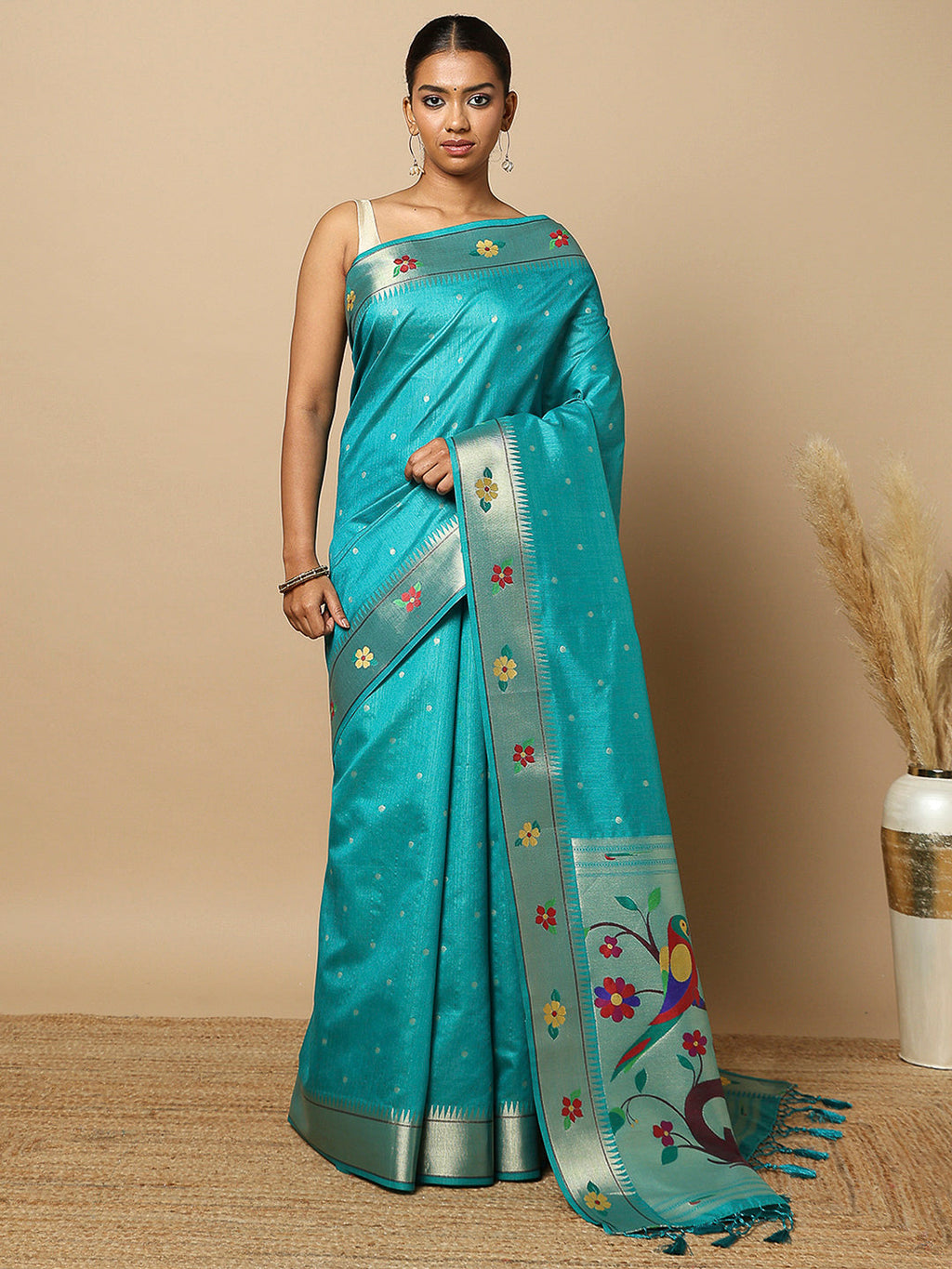Blue Tissue Woven Saree