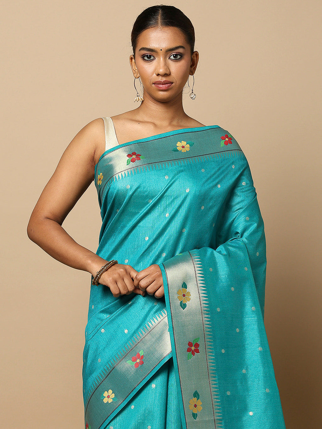 Blue Tissue Woven Saree