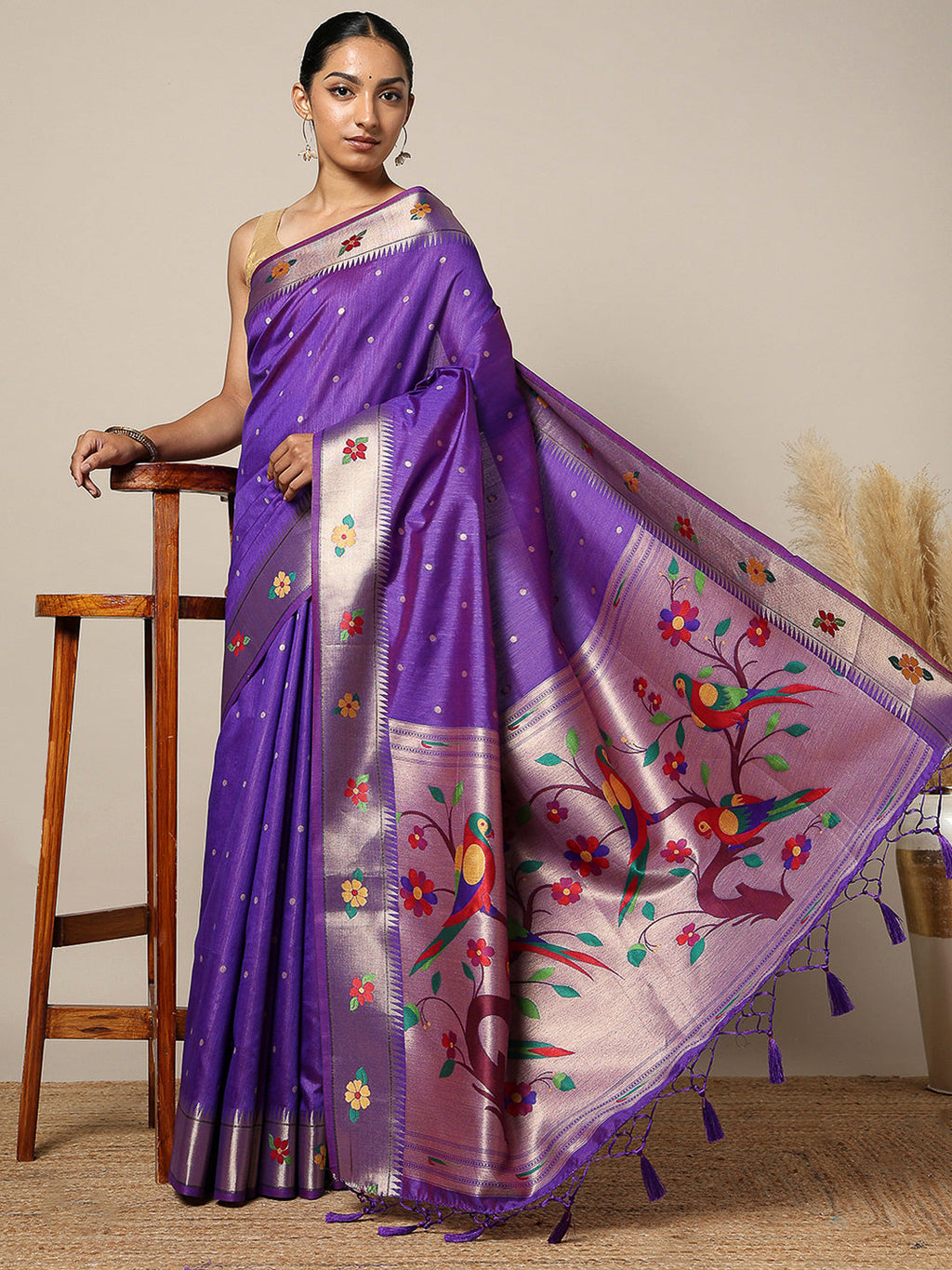 Purple Tissue Woven Saree