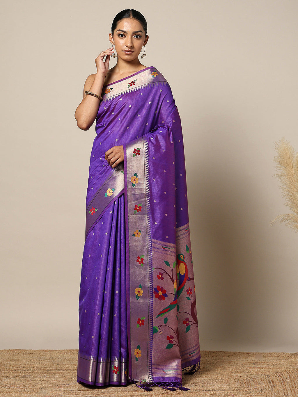 Purple Tissue Woven Saree