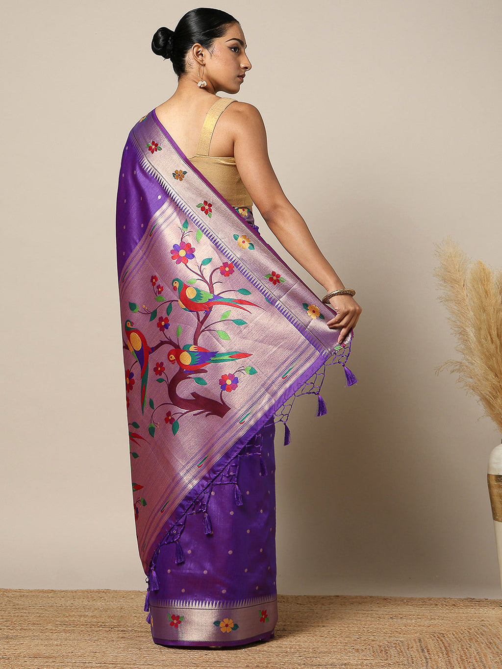 Purple Tissue Woven Saree