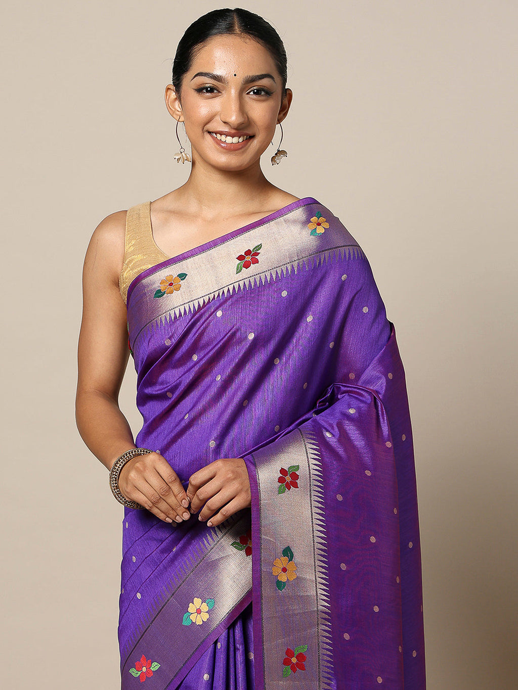 Purple Tissue Woven Saree