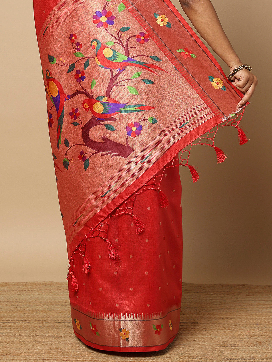 Red Tissue Woven Saree