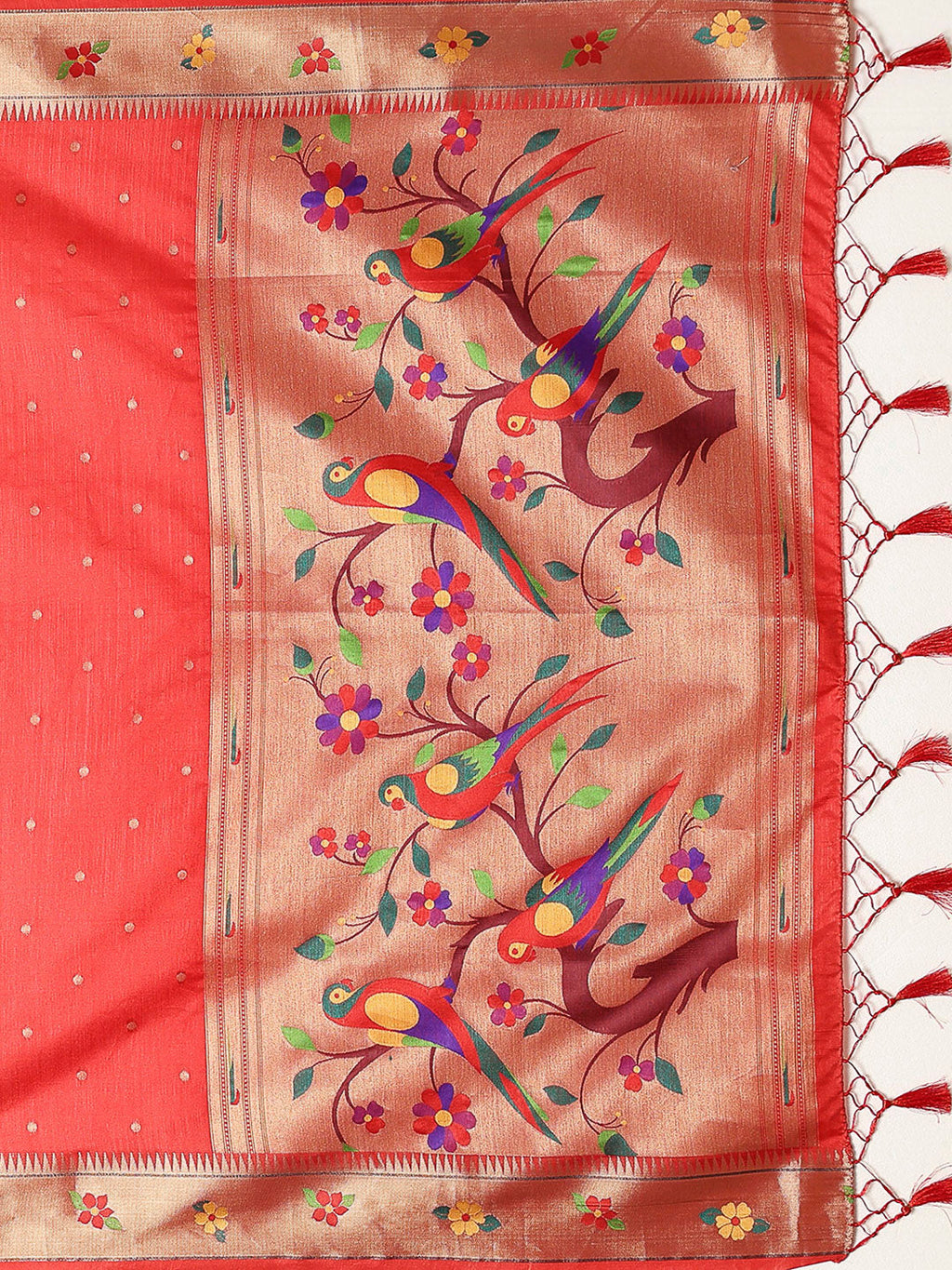 Red Tissue Woven Saree