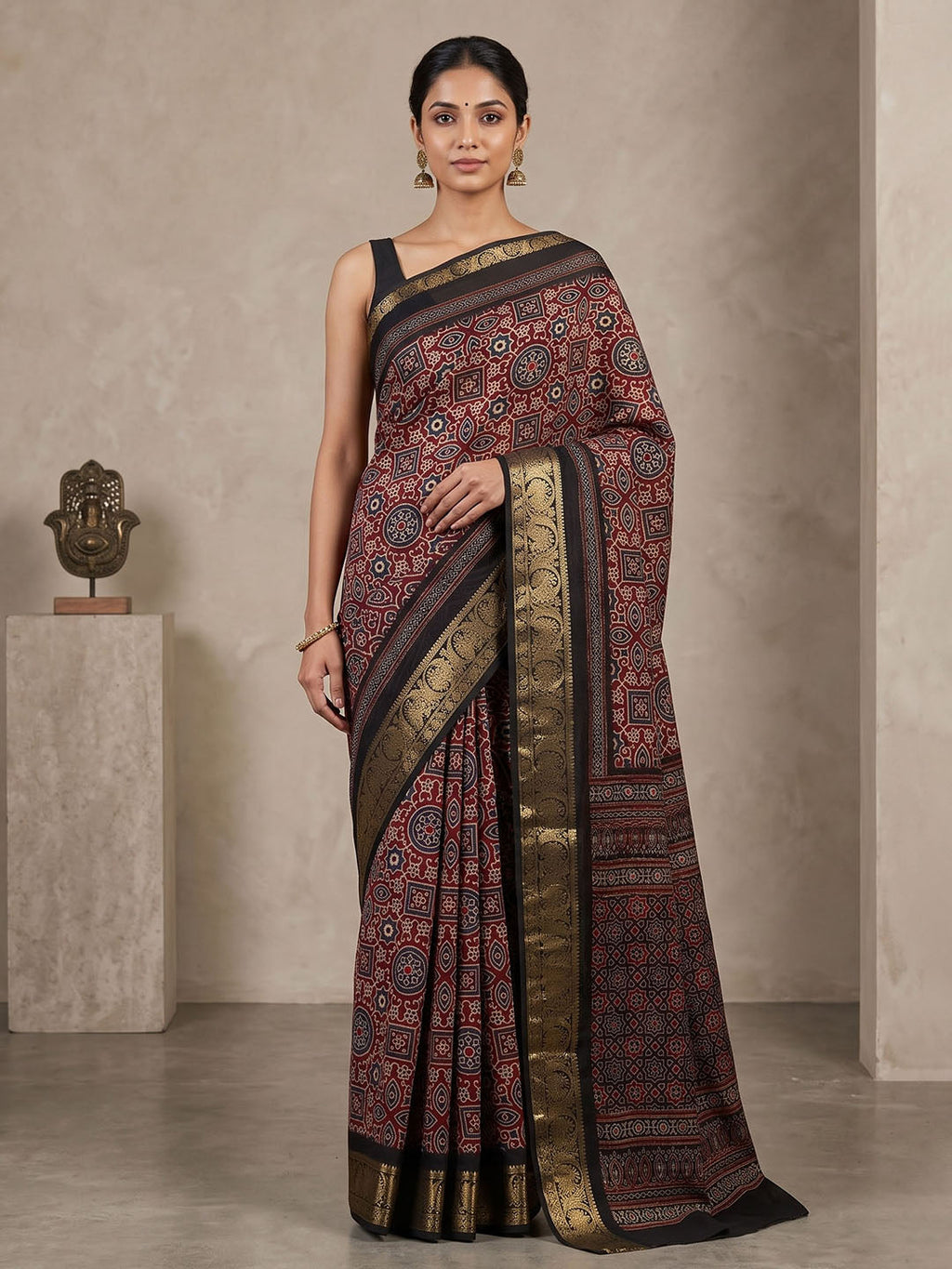 Black Chiffon Printed Saree