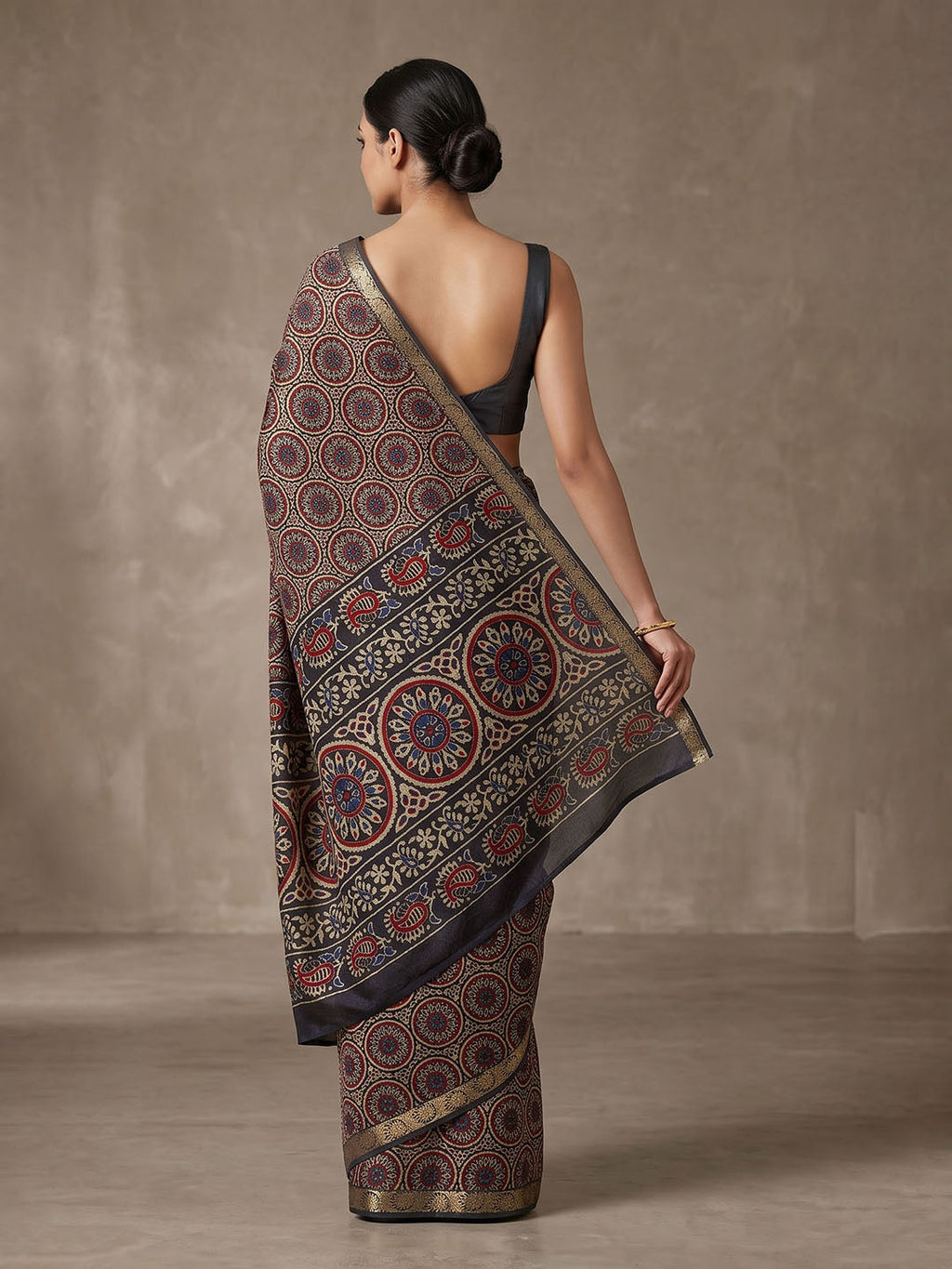 Black Chiffon Printed Saree