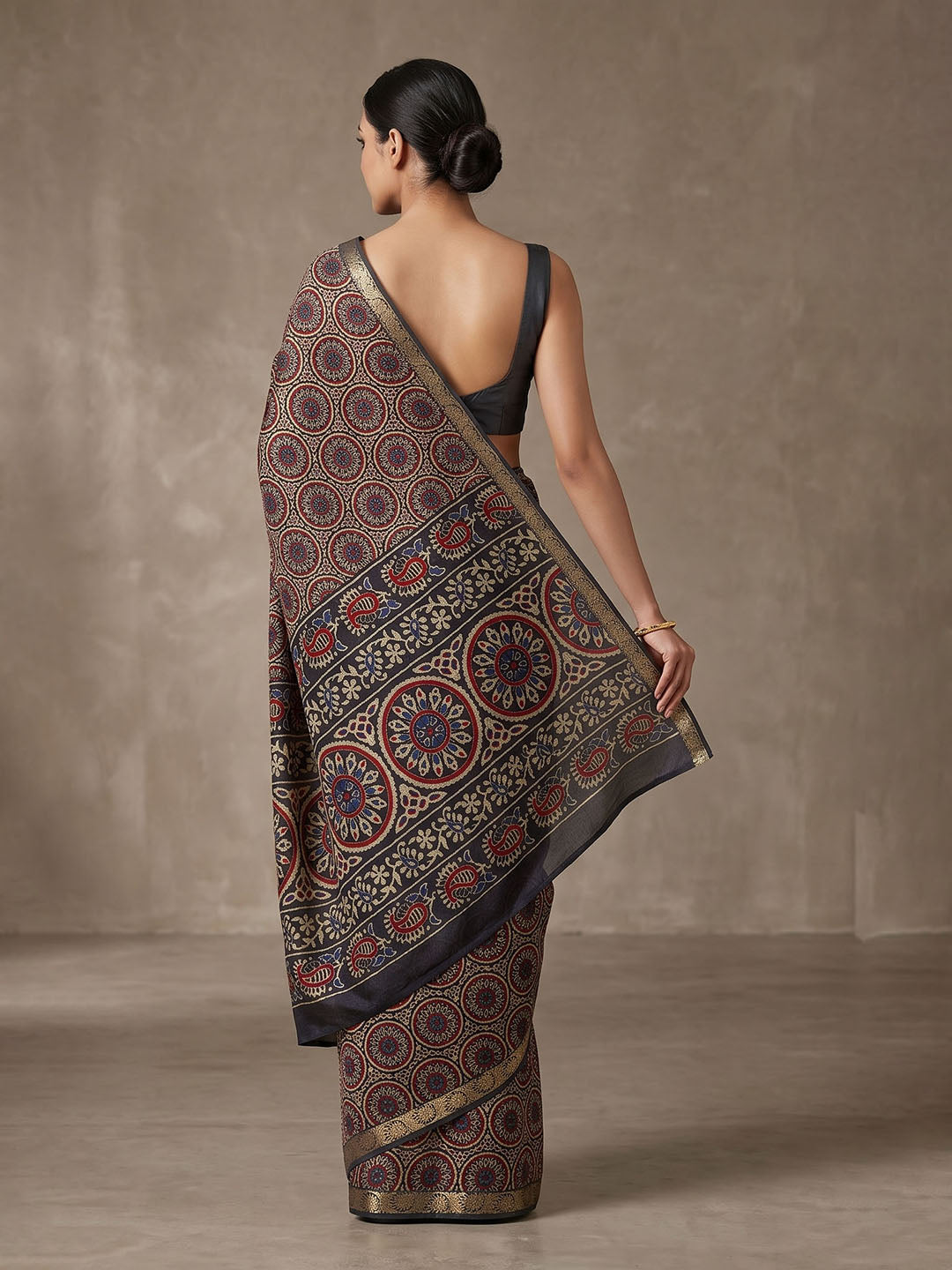 Black Chiffon Printed Saree
