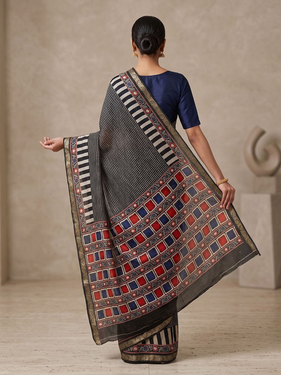 Black Chiffon Printed Saree