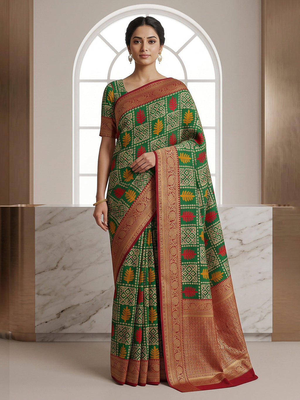 Green Art Silk Printed Saree