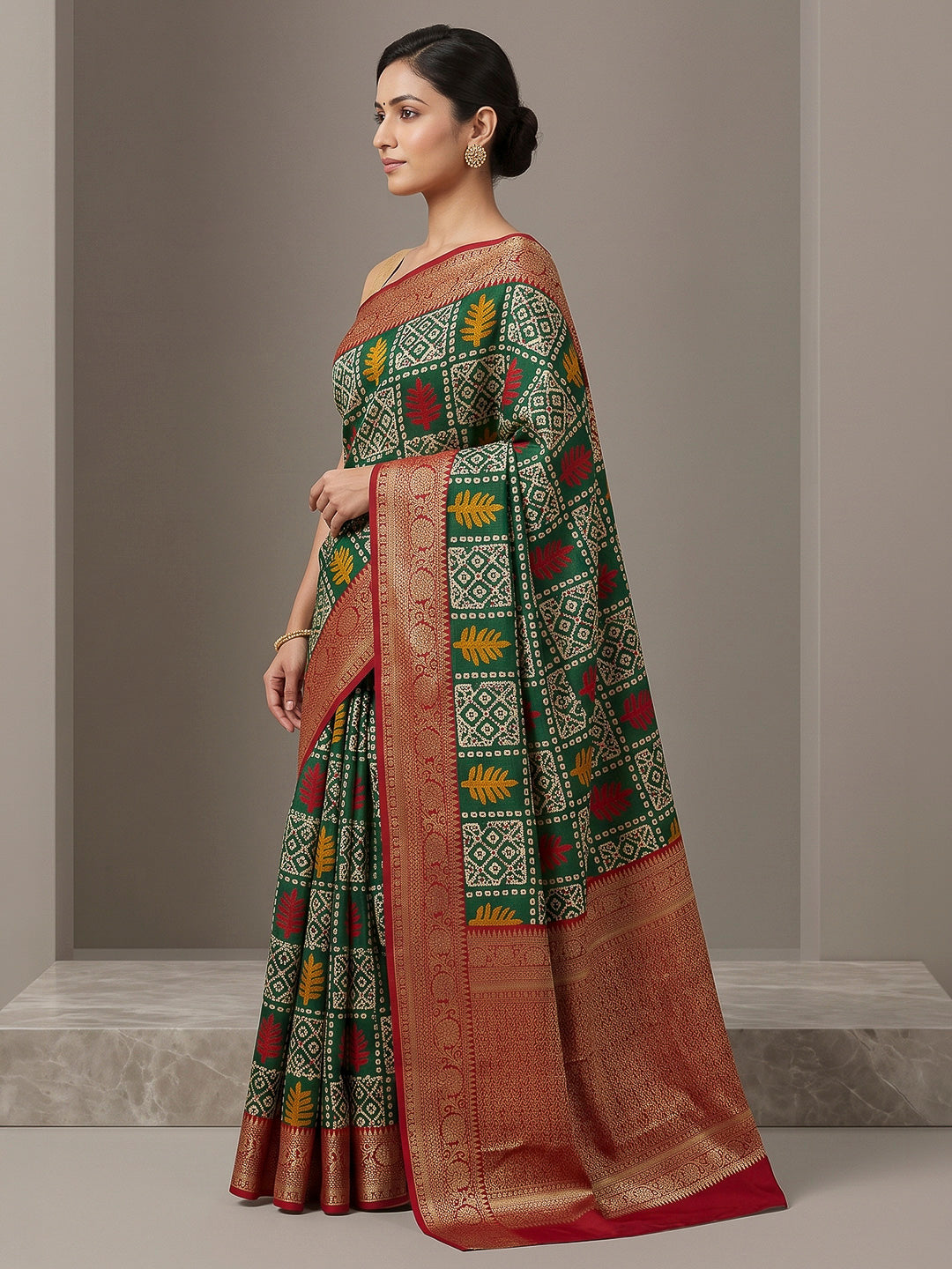 Green Art Silk Printed Saree