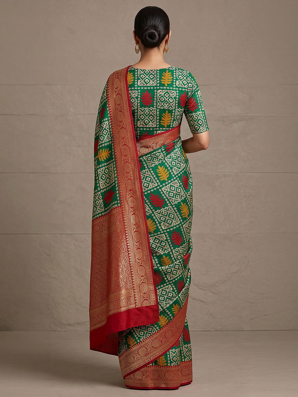 Green Art Silk Printed Saree