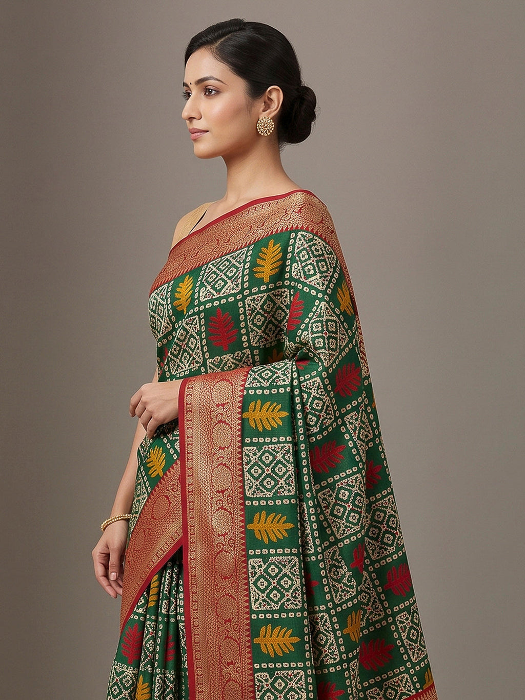 Green Art Silk Printed Saree