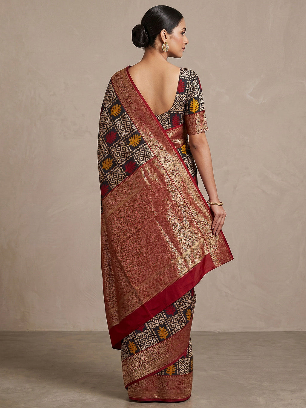 Navy-Blue Art Silk Printed Saree
