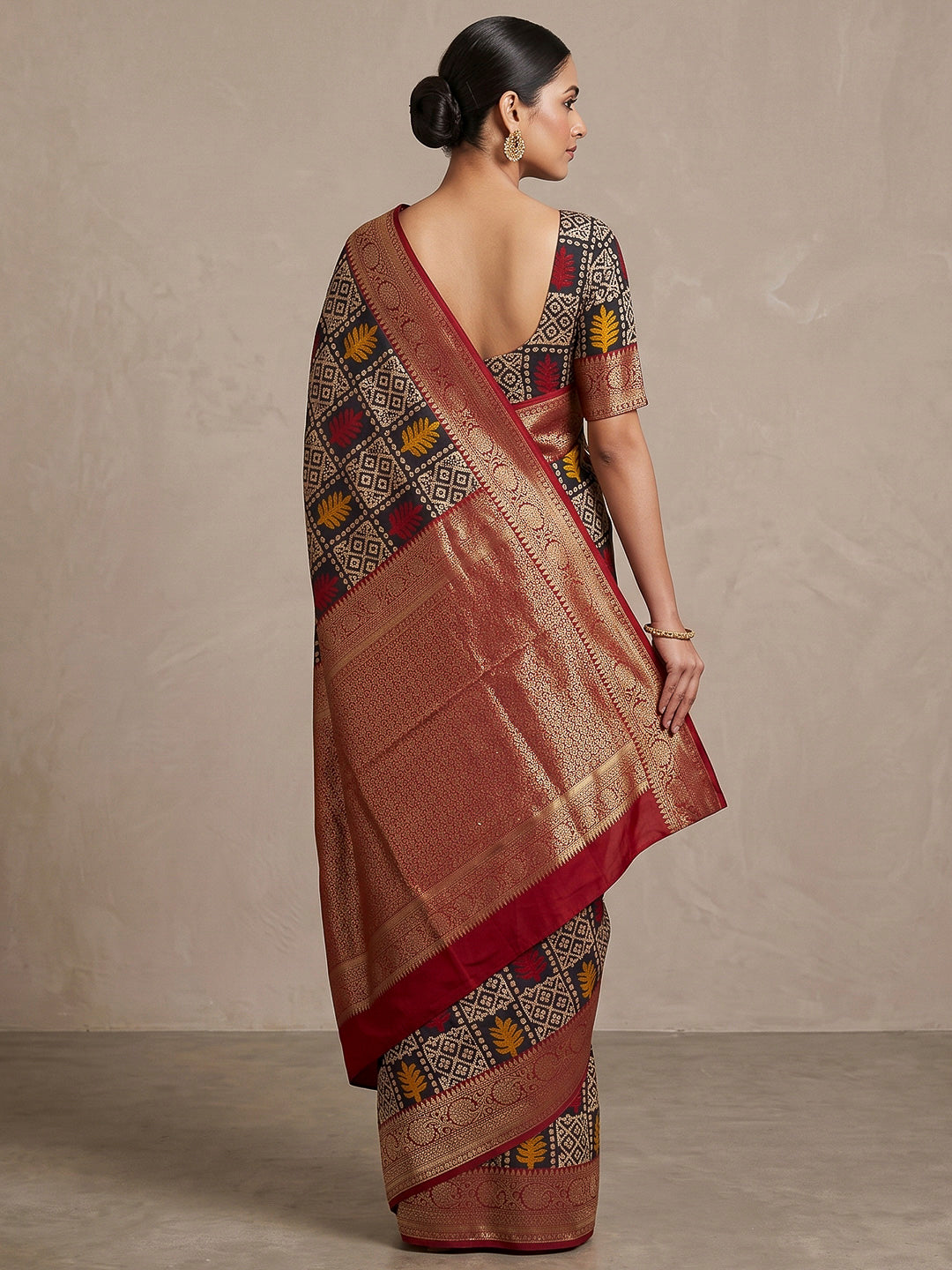 Navy-Blue Art Silk Printed Saree