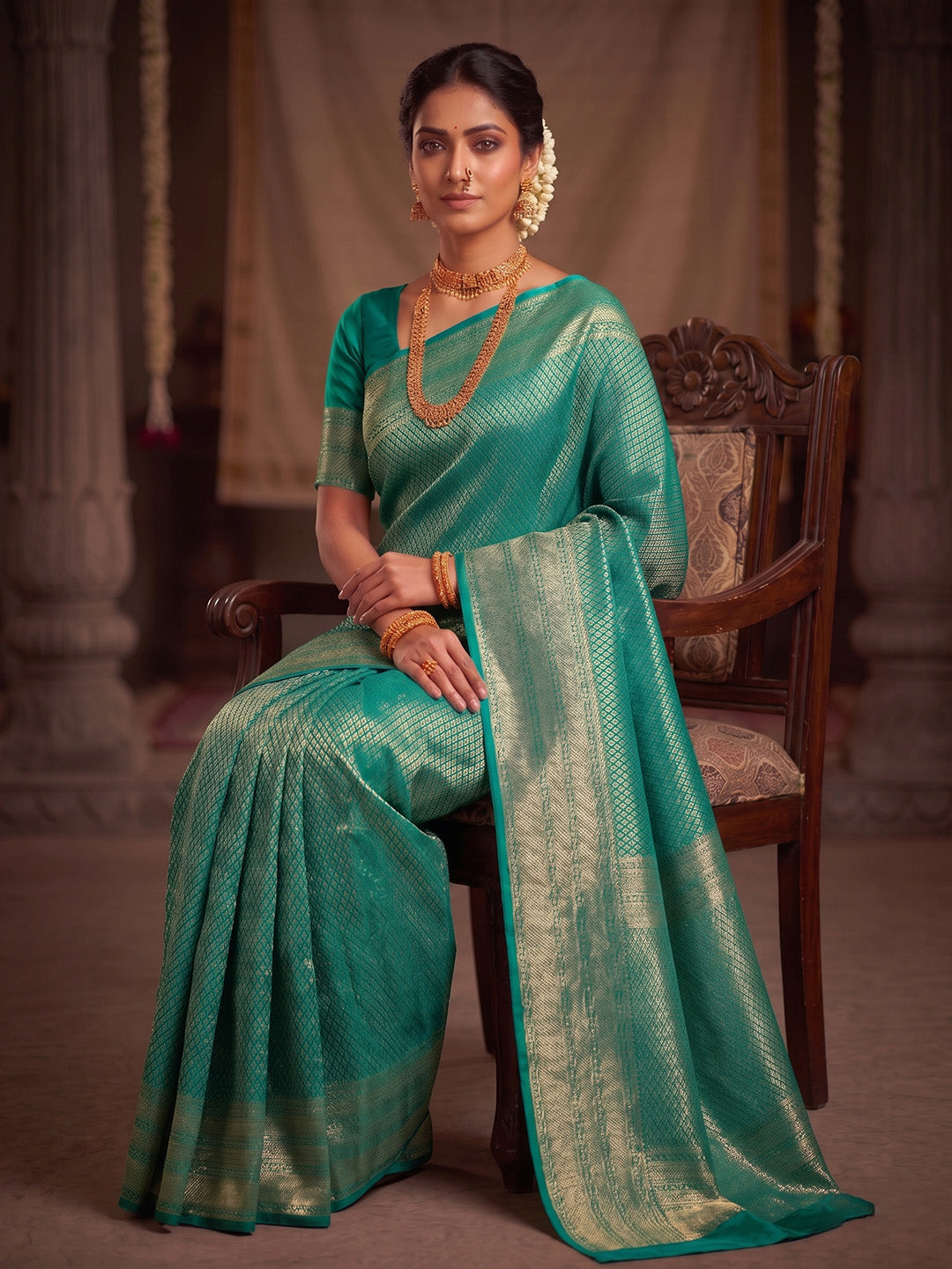 Blue Woven Design Art Silk Kanjivaram Saree